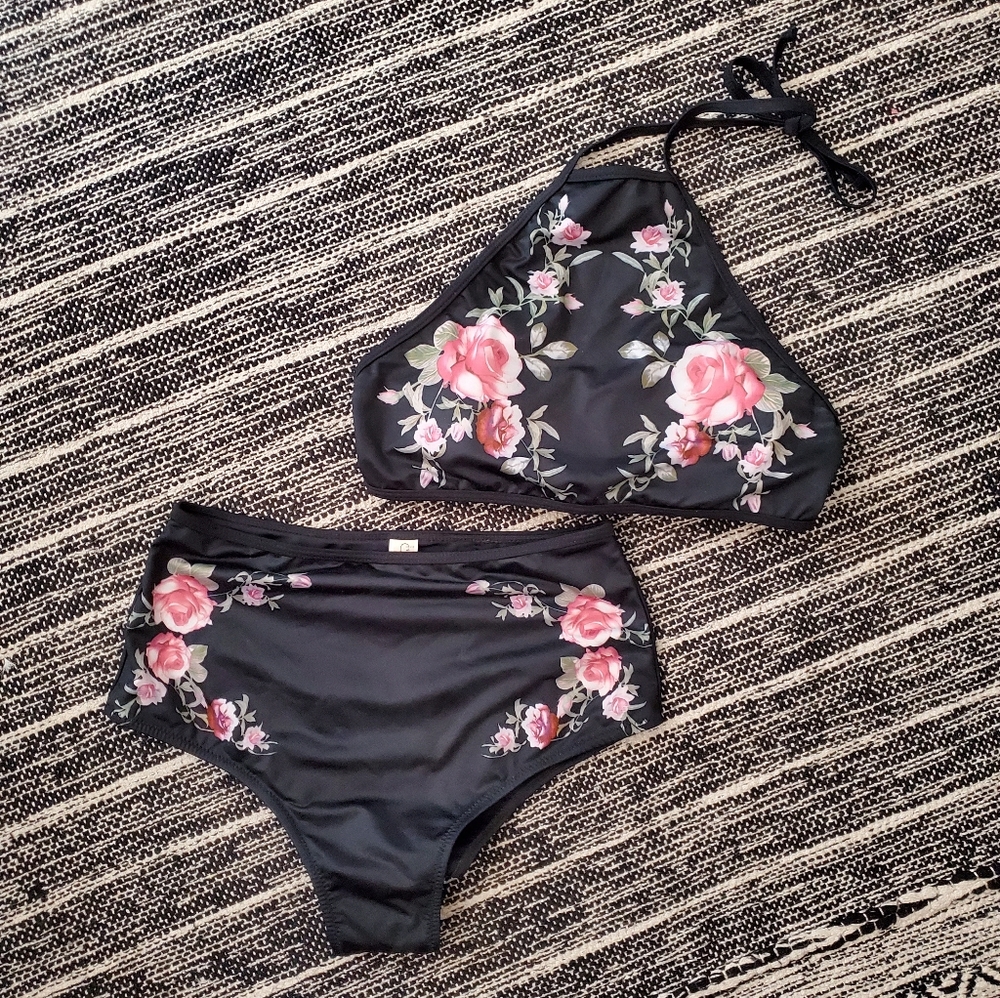 Halter top floral swimsuit